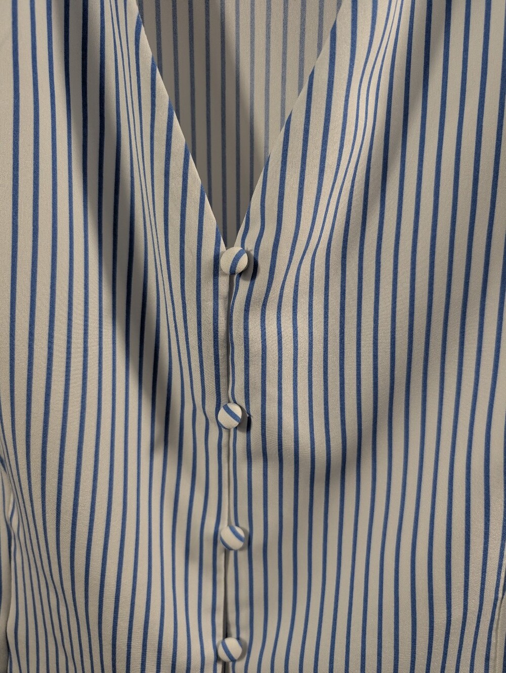 Milk Honey XL Blue & White Stripe Puff Sleeve Button Front Blouse NWT - Picture 4 of 12